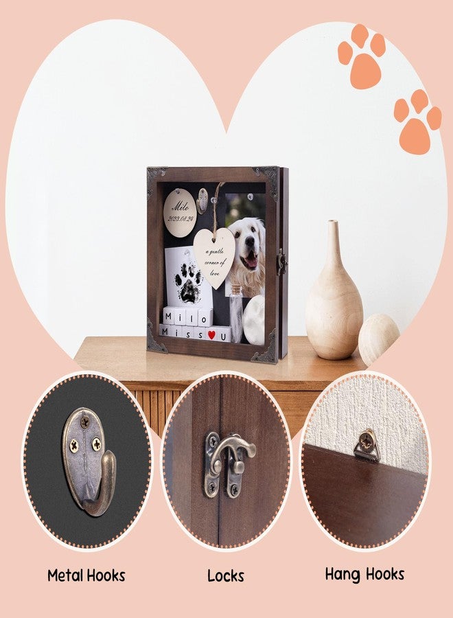 DigNew 8.6'' Pet Memorial Shadow Box, Customizable Display Case for Dog Cat, Paw Print Hair Preservation, Picture Frame with Paw Print Kit Ashes Fur Jar as Pet Loss Sympathy Gift - Image 3